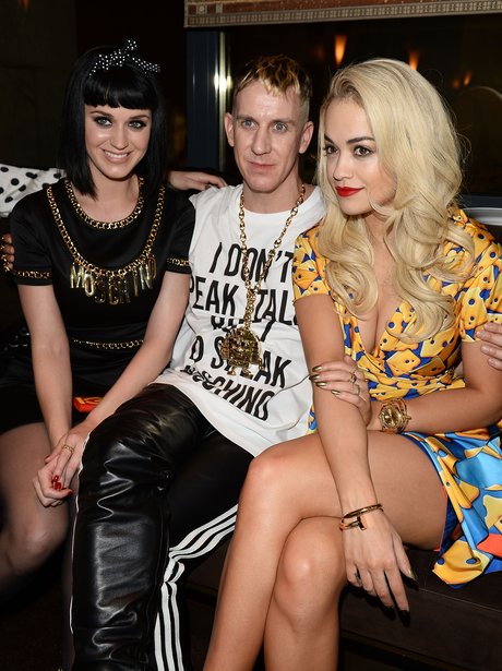 Katy Perry, Jeremy Scott and Rita Ora at Milan Fashion Week