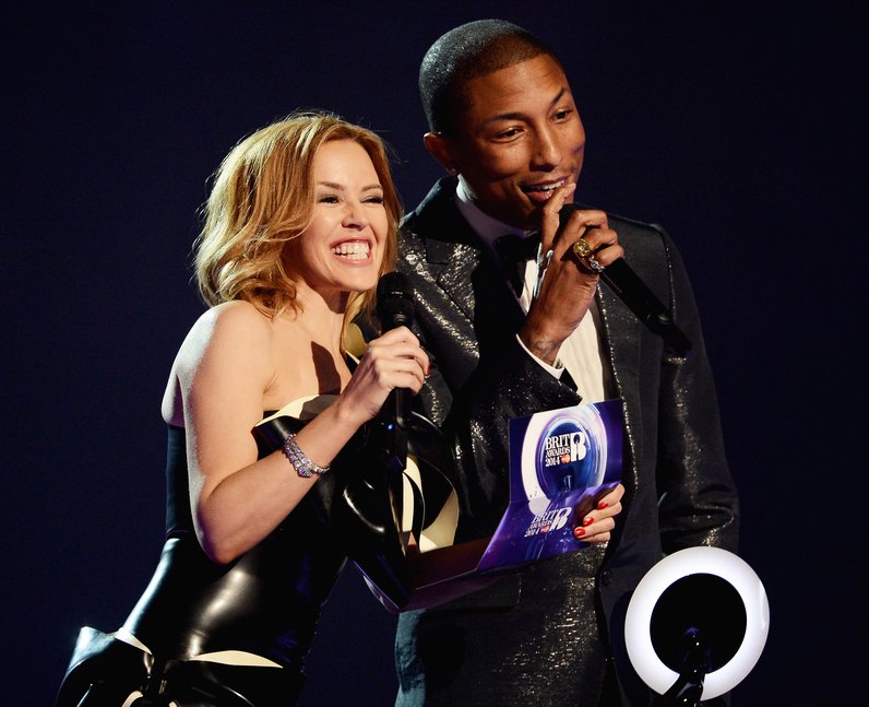 Kylie Minogue and Pharrell Williams at the Brit 