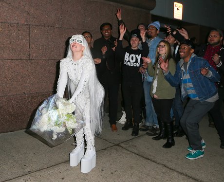 Lady Gaga throws bouquet to her little monsters