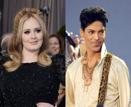 Adele in black dress and Prince in white dress