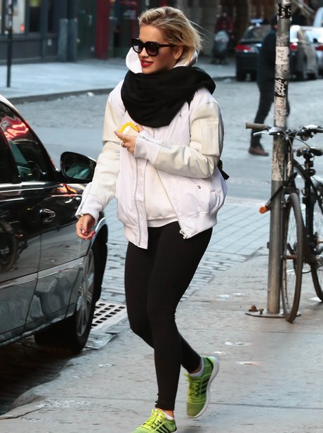 Rita Ora wearing exercise clothes in New York
