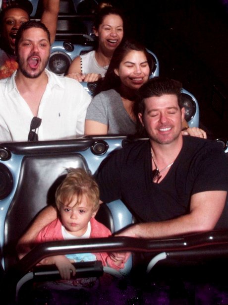 Robin Thicke and his son at Disneyland