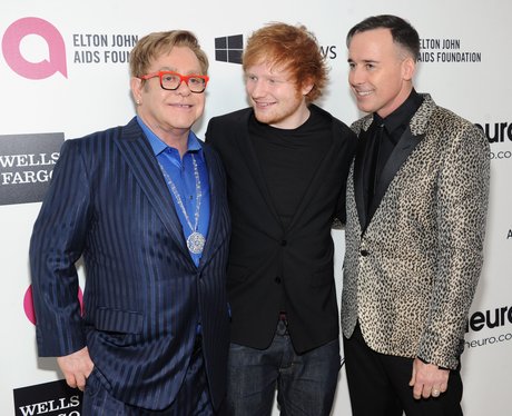 Elton John and Ed Sheeran Oscars Party 2014