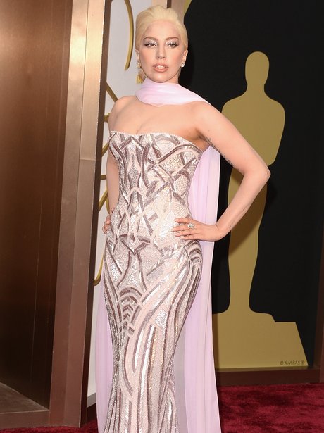 Lady Gaga at the Oscars 2014 red carpet