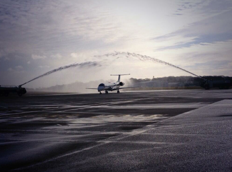 Newcastle Airport Plane Water Guard Of Honour