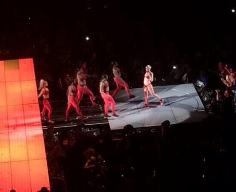 Miley Cyrus performs in her bra knickers