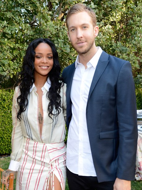 Calvin Harris and Rihanna at a Roc Nation party