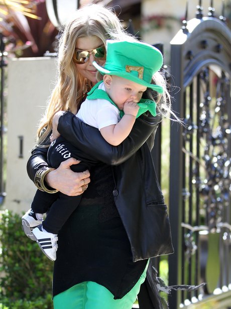 Fergie with her little boy on st patrick's day