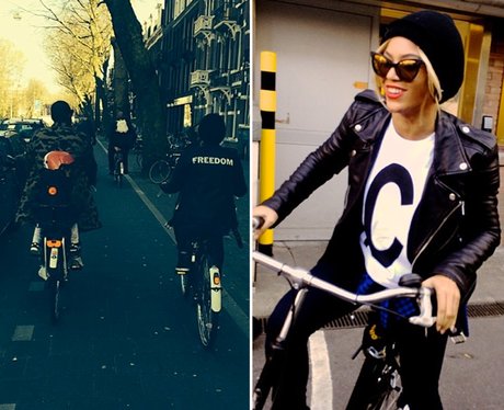 Beyonce and Jay Z on a bike ride