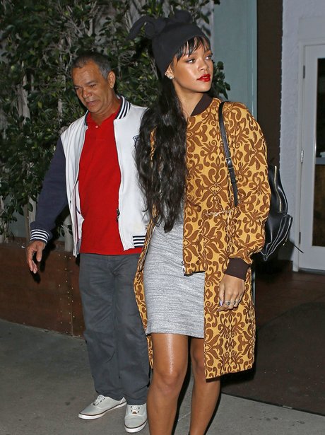 Rihanna out for dinner with her dad