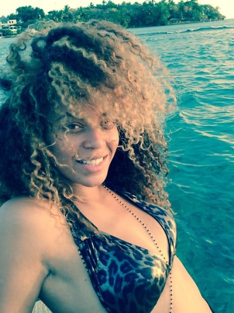 Beyonce wearing a bikini on holiday