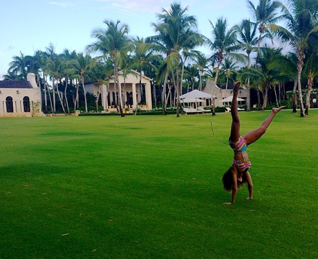Beyonce doing a hand stand