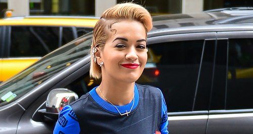 Rita Ora patterned dress