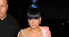 Lily Allen at her afterpaty wearing a crop top