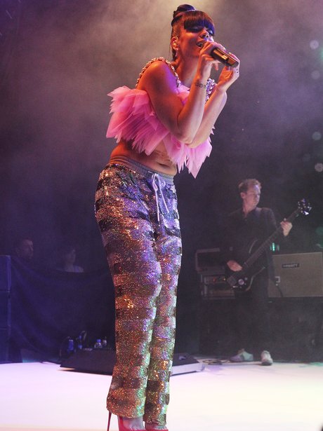Lily Allen performing on stage