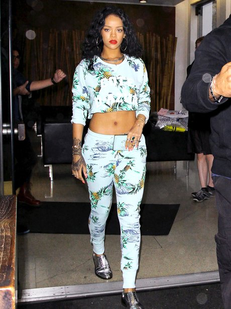 Rihanna wearing a crop top