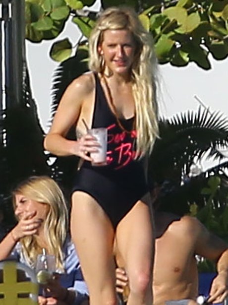 Ellie Goulding wearing a swimming costume in Miami
