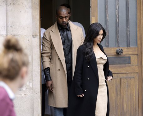 Kim and Kanye wearing matching outfits