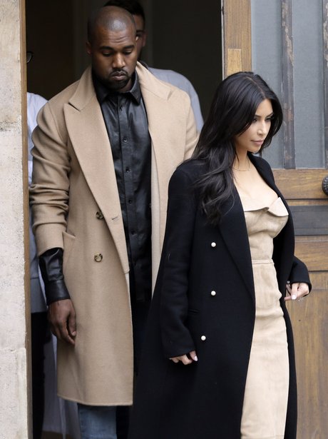 Kim and Kanye wearing matching outfits