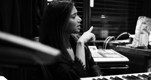 Nicole Scherzinger in the studio