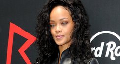 Rihanna wearign a leather outfit