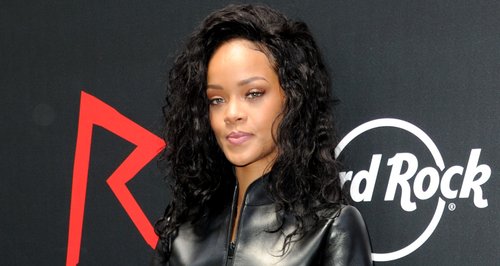 Rihanna wearign a leather outfit