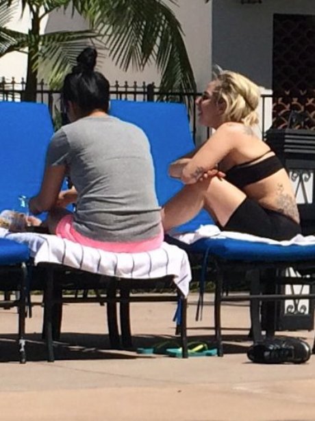 lady Gaga in a bikini by the pool