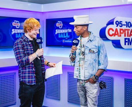 Ed Sheeran and Pharrell Williams backstage