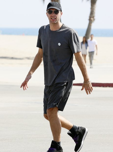 Chris Martin shooting a music video in Venice Beac