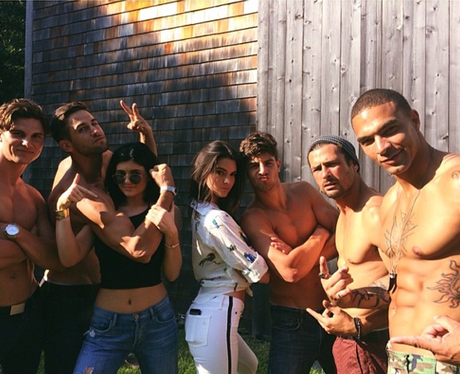 Kylie and Kendall Jenner with topless models