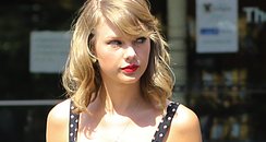 Taylor Swift in New York wearing a polka dots