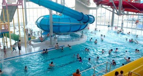 Children playing on slides