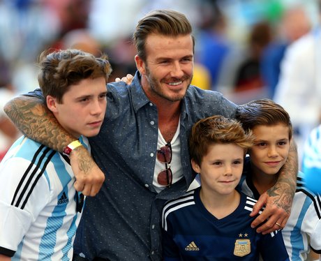 David Beckham and sons at the World Cup Final 2014