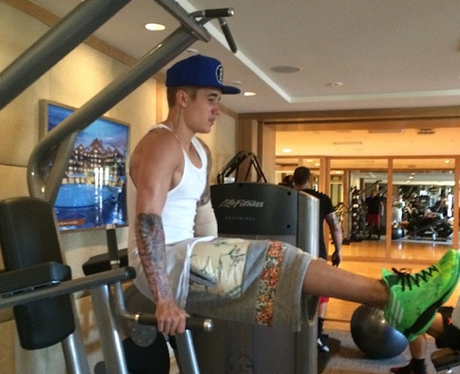 Justin Bieber in the gym