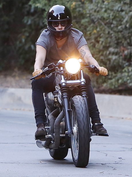 Harry Styles riding his motorbike in LA