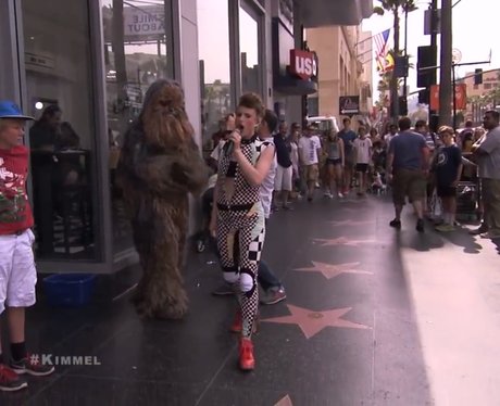 Kiesza performs on JImmy Kimmel with Chewbacca
