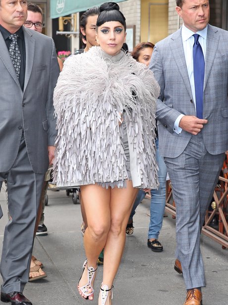 Lady Gaga wearing a fur coat