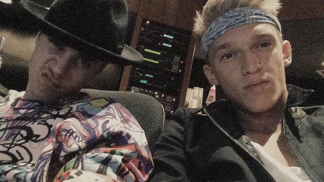 Justin Bieber with Cody Simpson in the studio