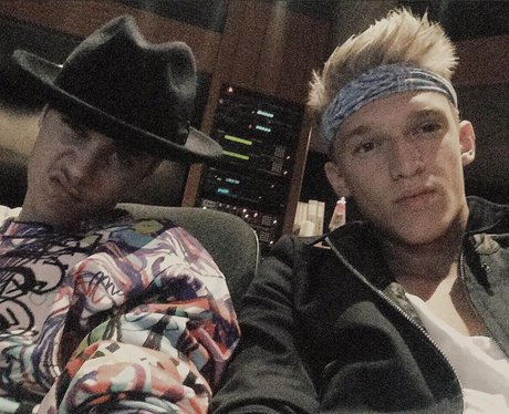 Justin Bieber with Cody Simpson in the studio
