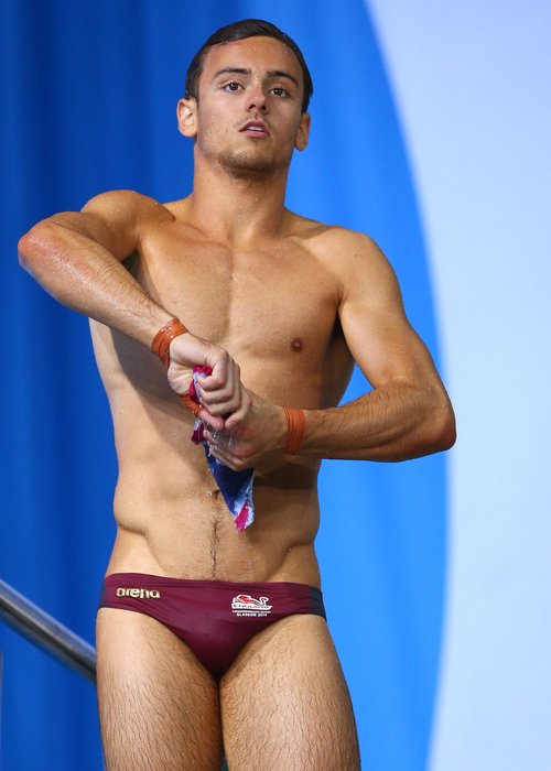 Tom Daley in his wet speedos