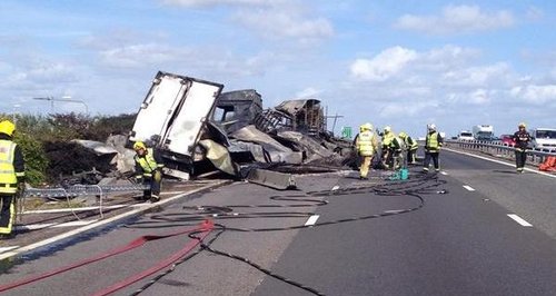 Farlington A27 lorry fire