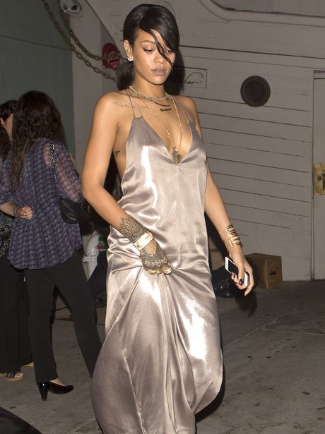 Rihanna in metallic dress