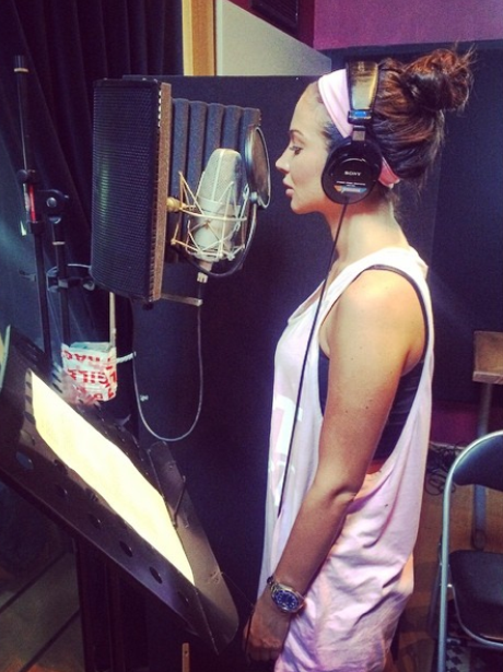 Tulisa in the studio