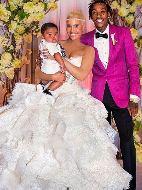 Amber Rose and Wiz Khalifa on their wedding day