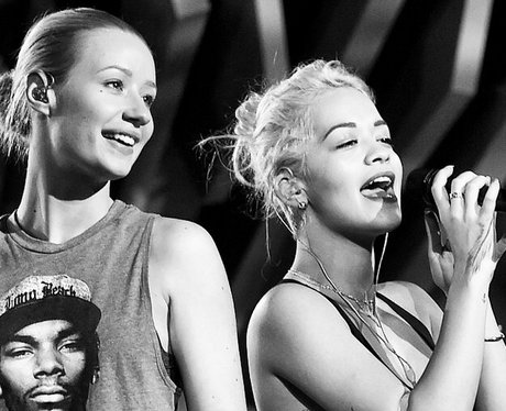 Iggy Azalea and Rita Ora during rehearsals for VMA