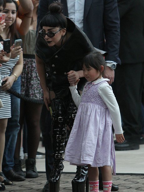 Lady Gaga with a young fan 