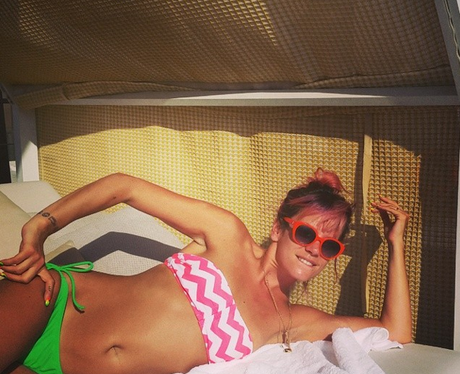 Lily Allen wearing a bikini
