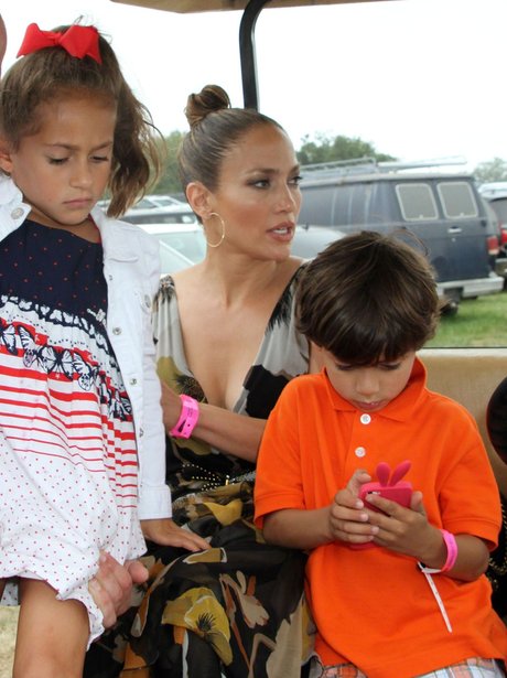 Jennifer Lopez with children at a horse show