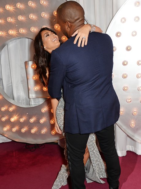 Kim Kardashian and Kanye West at the GQ Awards 201