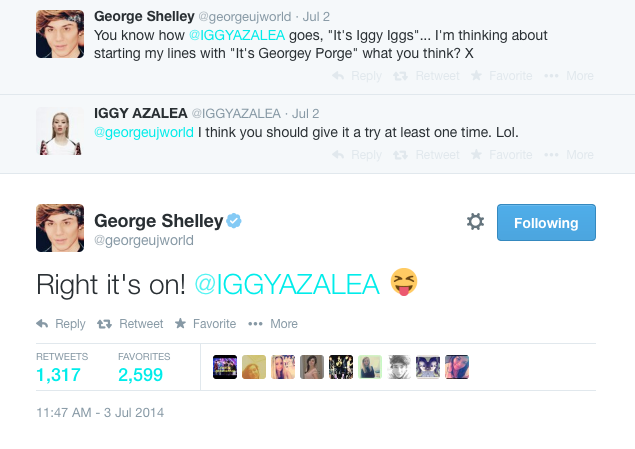 Iggy Azalea George Shelley Tweet